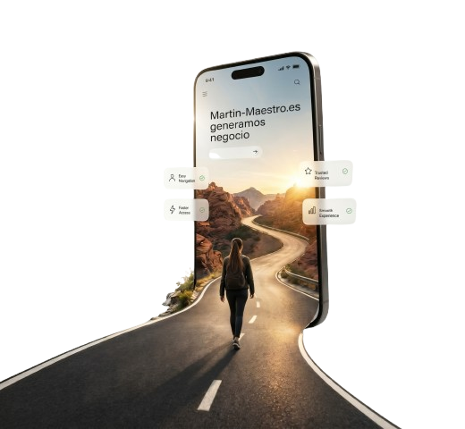 Diseño de persona caminando hacia el futuro Marketing Digital en Madrid